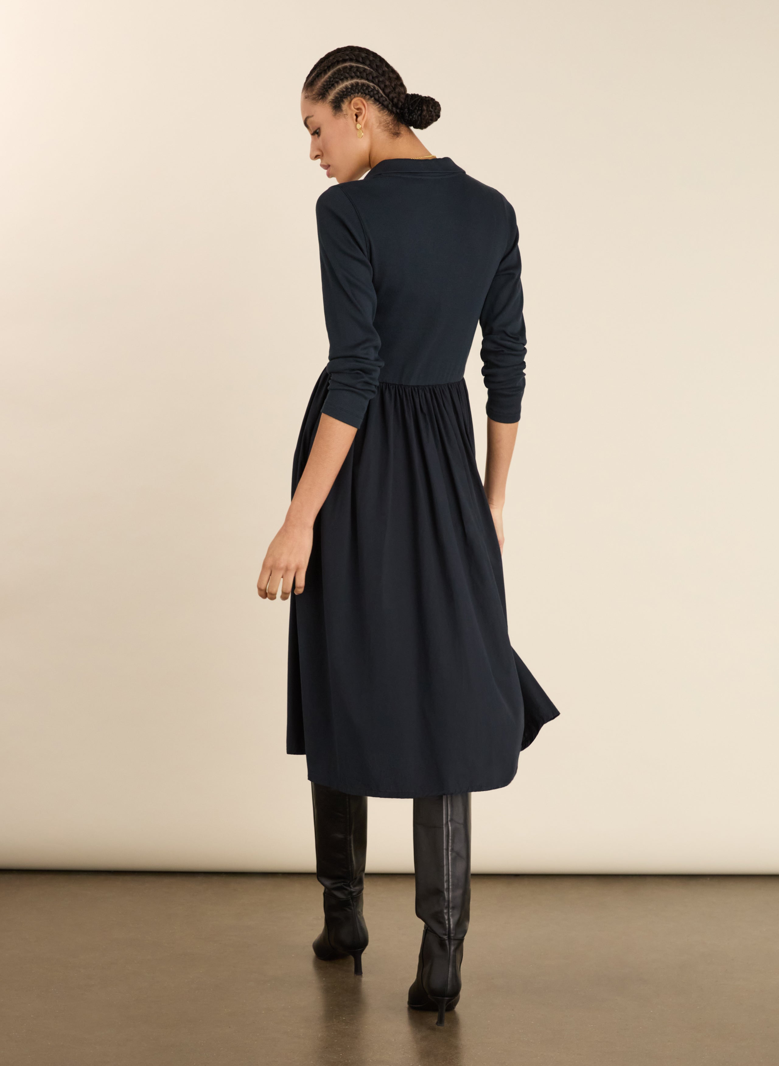 Kate Fabric Mix Zip Collar Dress