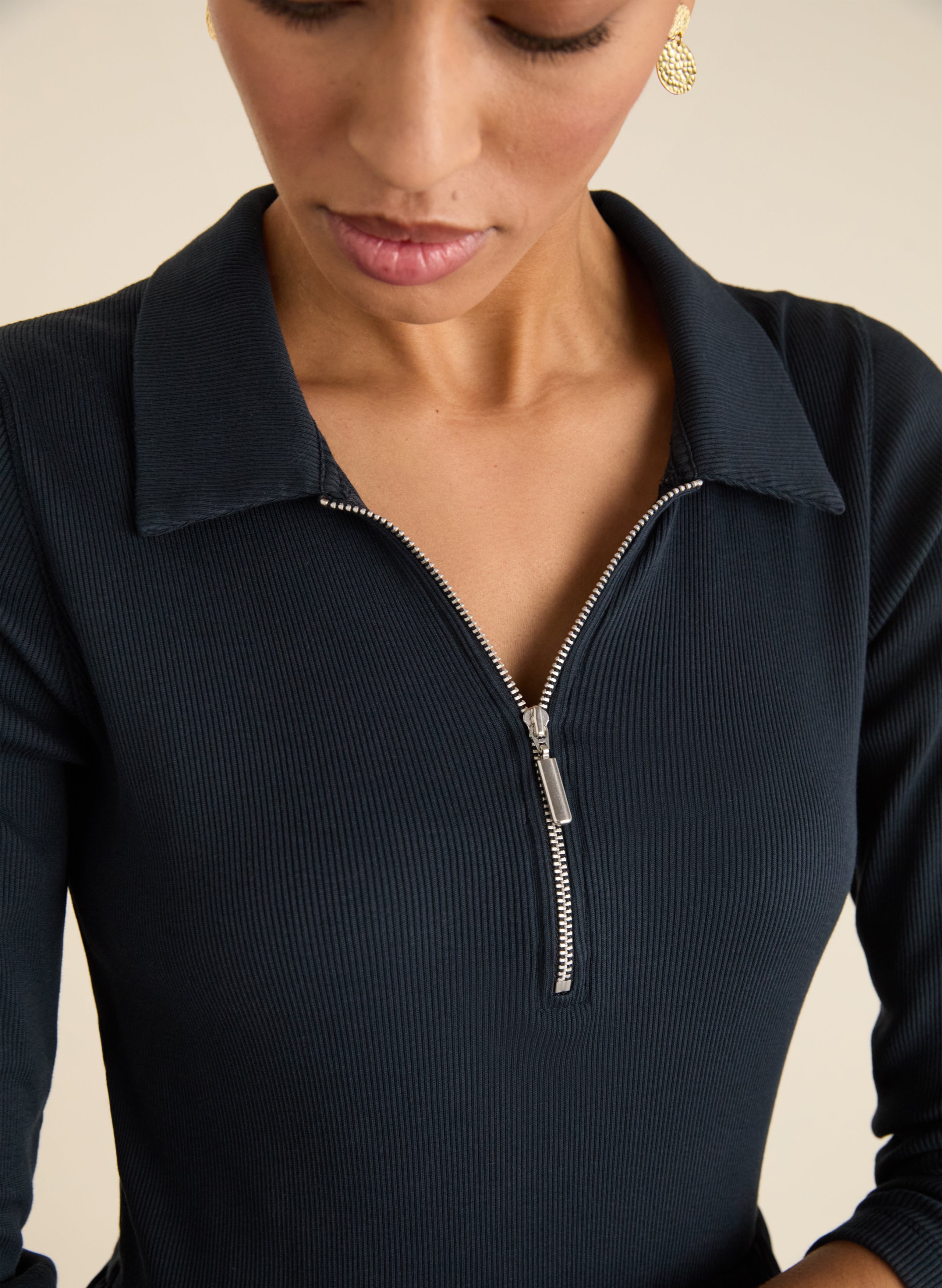 Kate Fabric Mix Zip Collar Dress