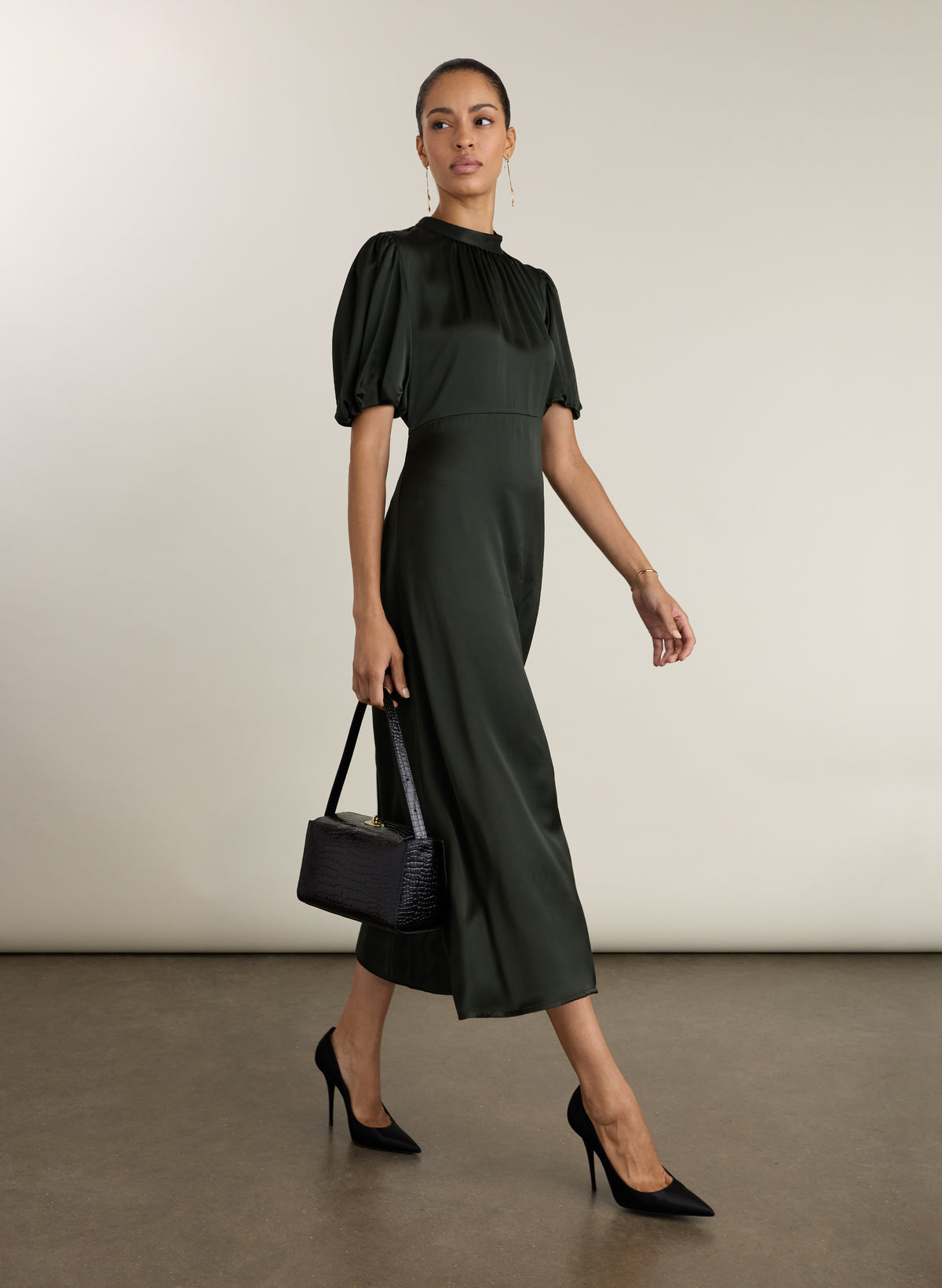 Saphy Satin Midi Dress