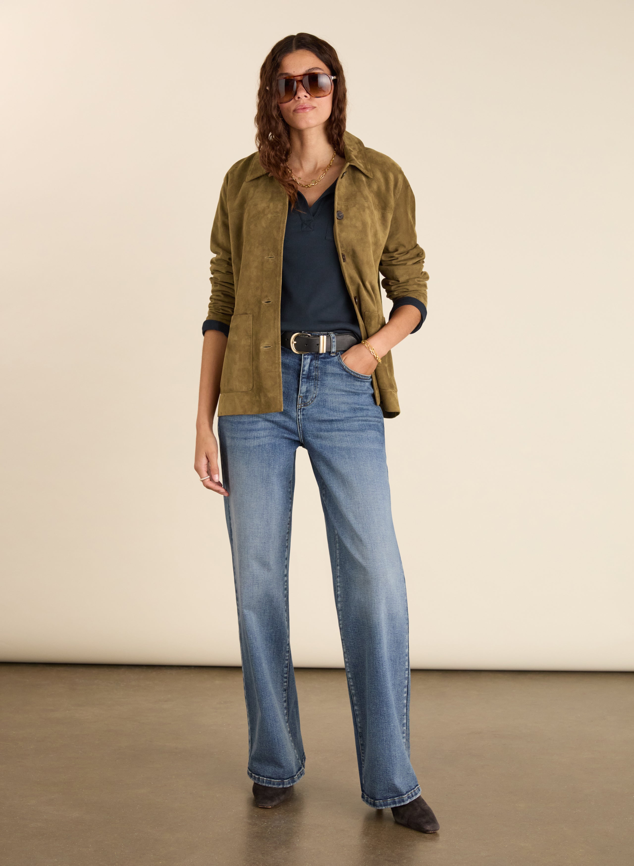 Allie Organic Cotton Rib Collar Top