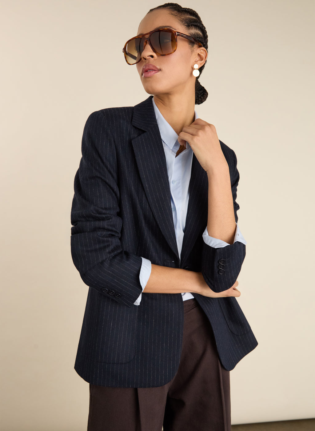Carson Wool Blend Pinstripe Blazer