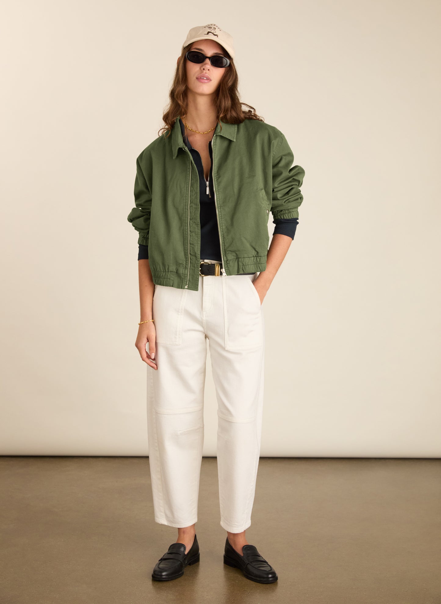 Elowen Organic Cotton Cropped Bomber Jacket
