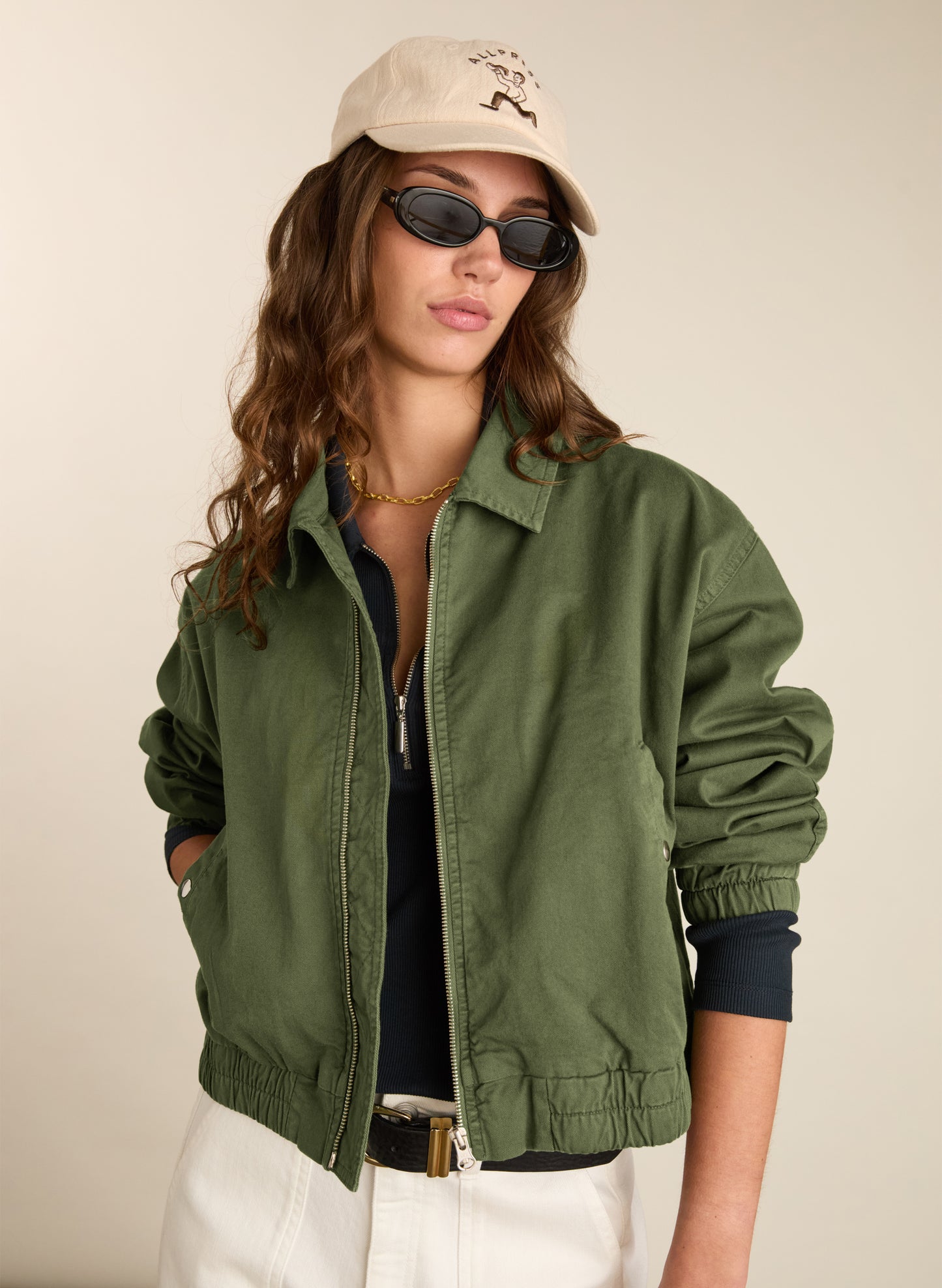 Elowen Organic Cotton Cropped Bomber Jacket