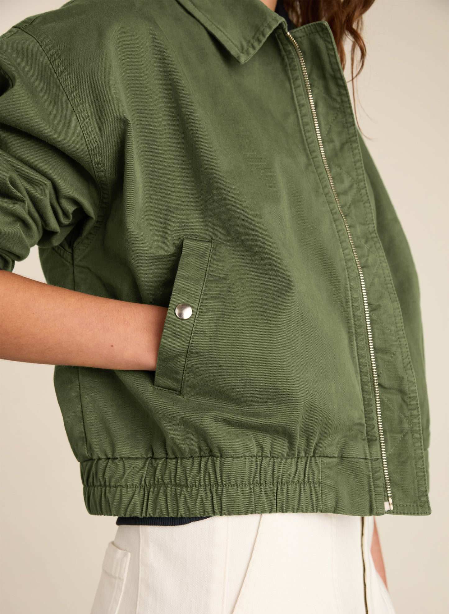 Elowen Organic Cotton Cropped Bomber Jacket