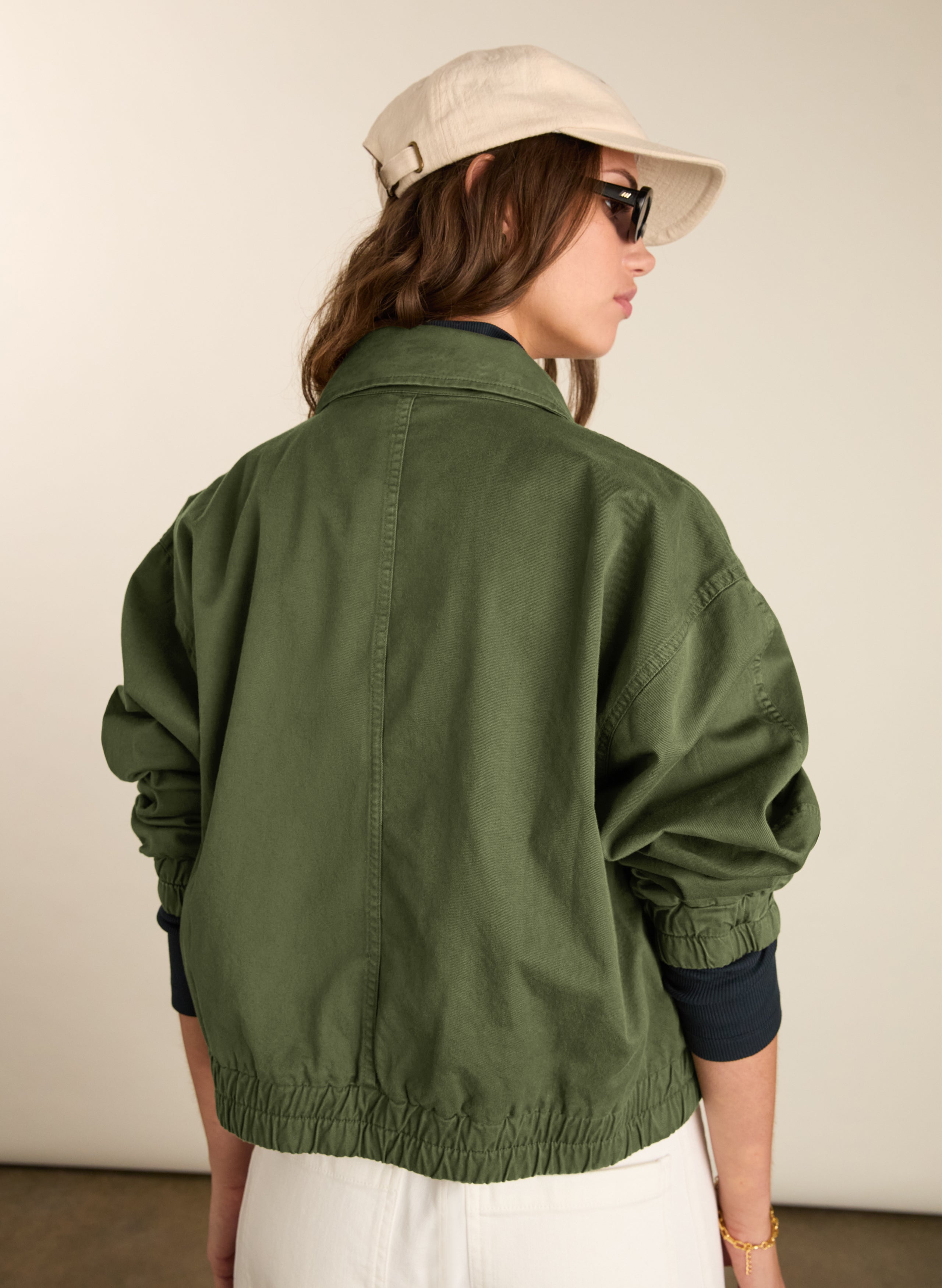 Elowen Organic Cotton Cropped Bomber Jacket