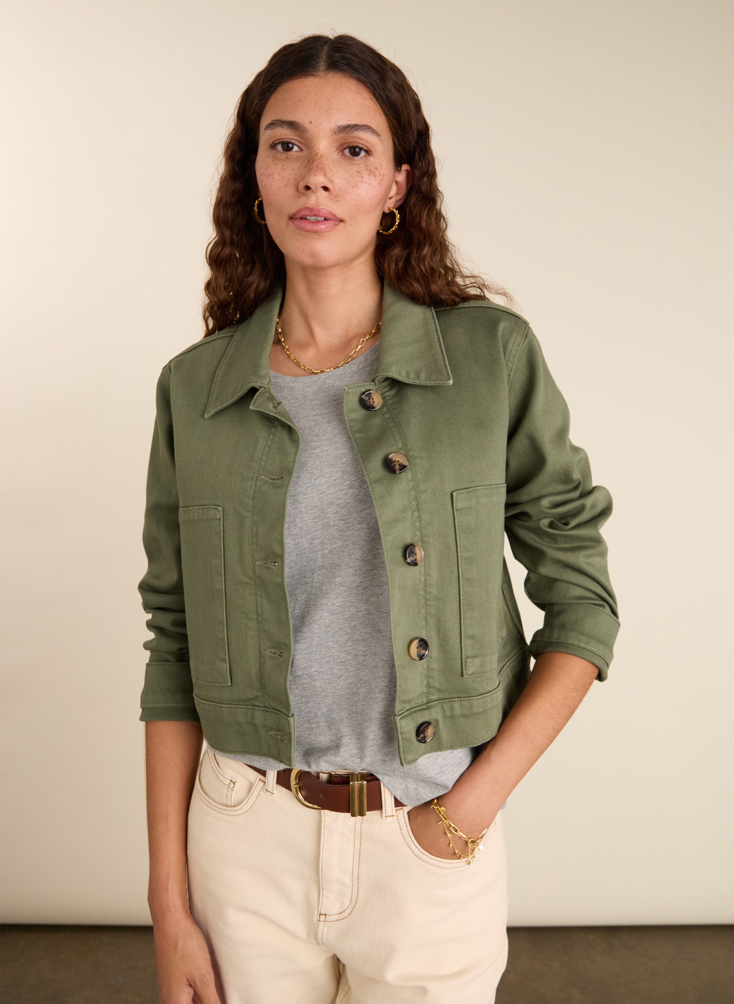 Kristi Organic Cotton Cropped Denim Jacket