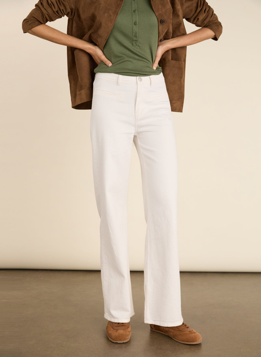 Organic Stretch Cotton Pocket Wide Leg Jeans