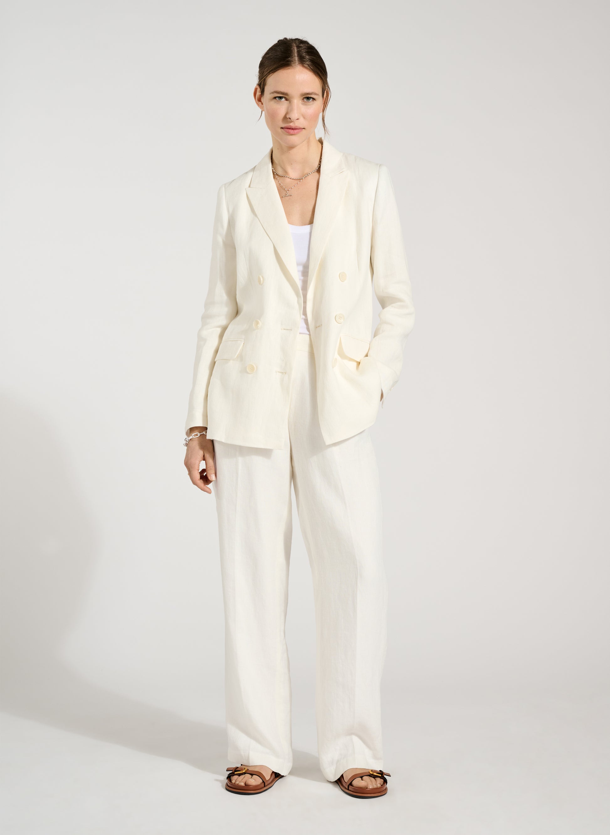 Whitley Linen Blazer Pure White Baukjen - Main Image