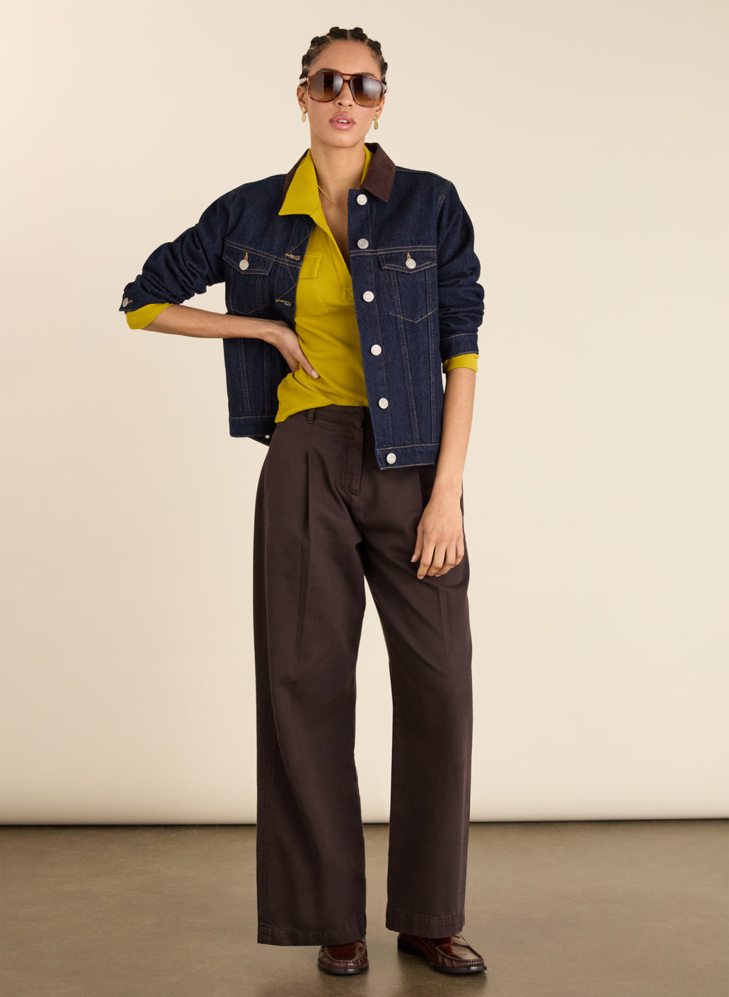 Allie Organic Cotton Rib Collar Top