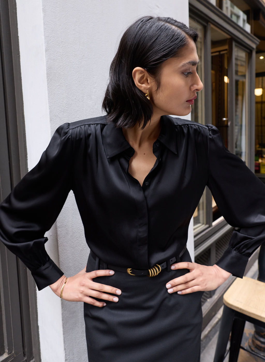 Roxy Satin Tie Blouse