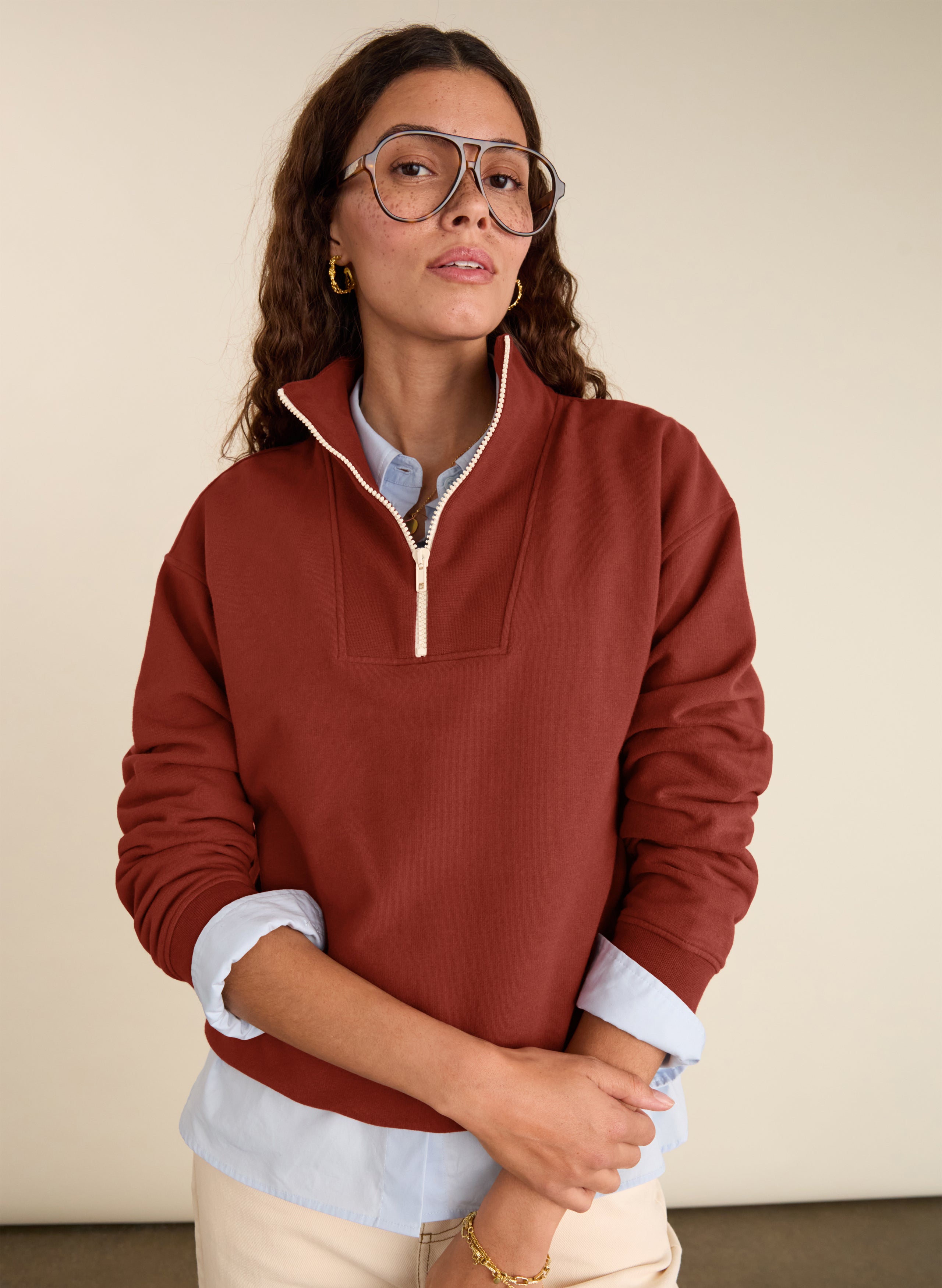 Maddox Organic Cotton Half Zip Sweatshirt