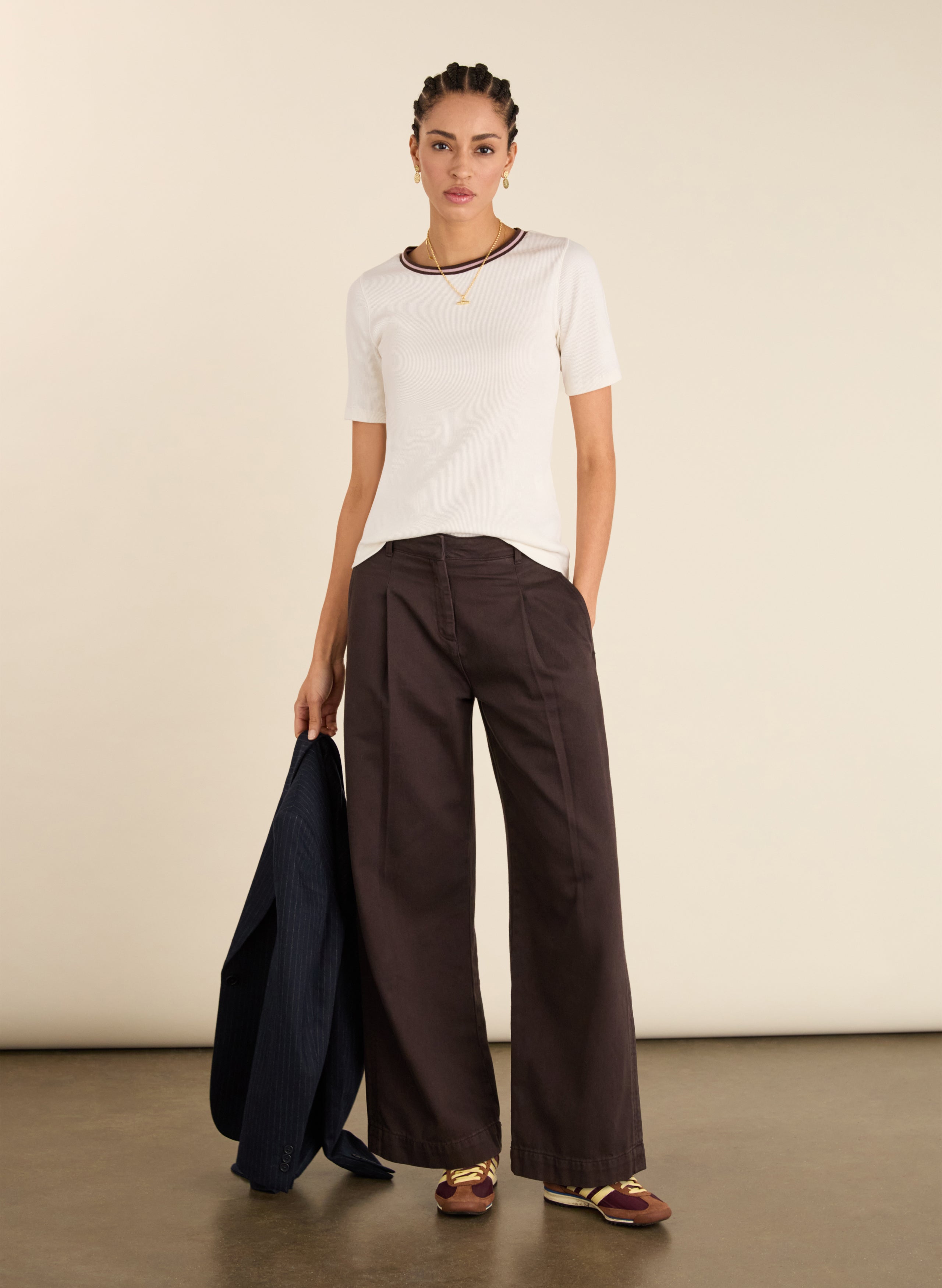 Sylvie Organic Cotton Rib Crew Neck Tee