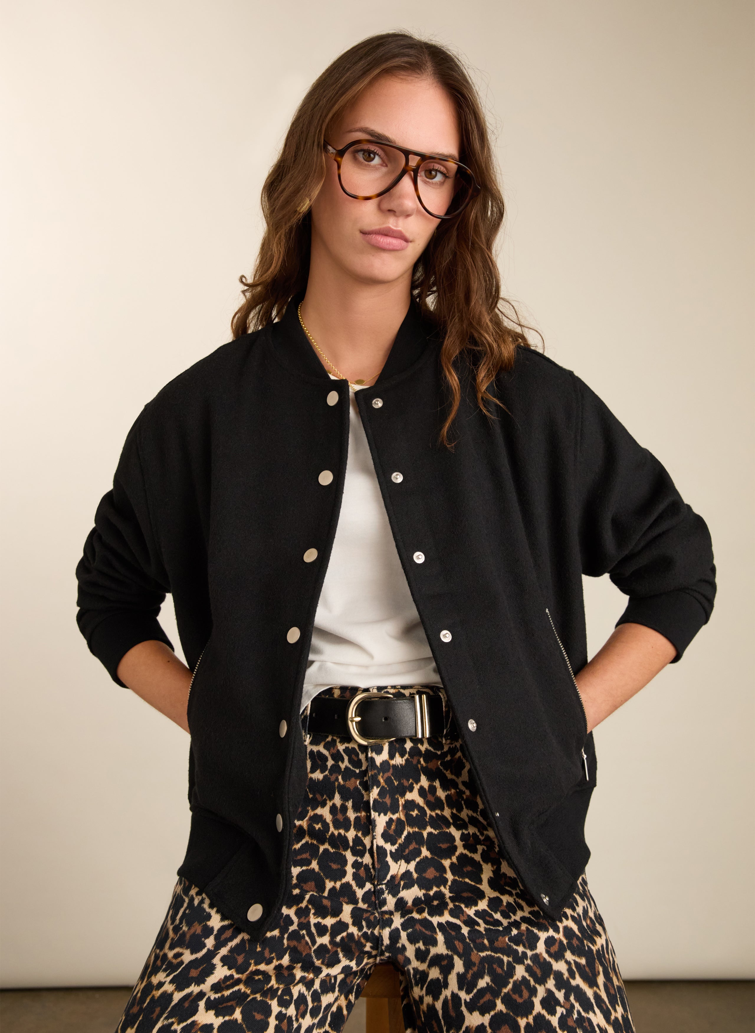 Antonia Wool Blend Bomber Jacket - Caviar Black | Baukjen