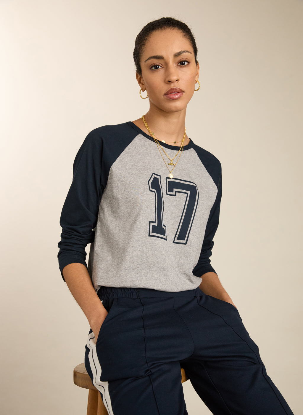 Aaron Organic Cotton Contrast Sleeve Top