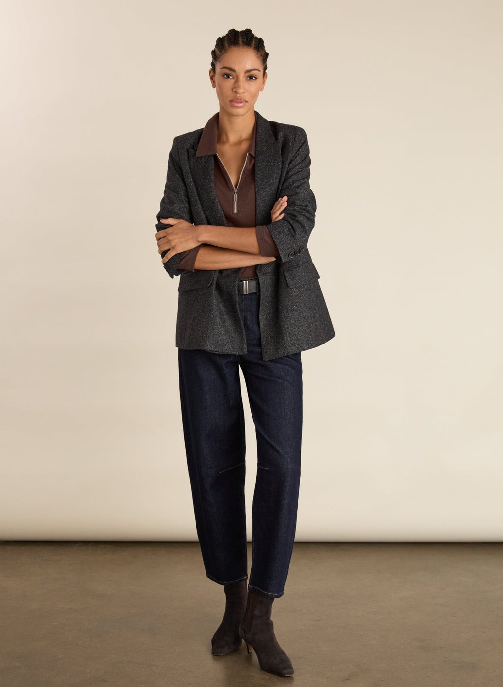 Organic Cotton Zip Collar Top