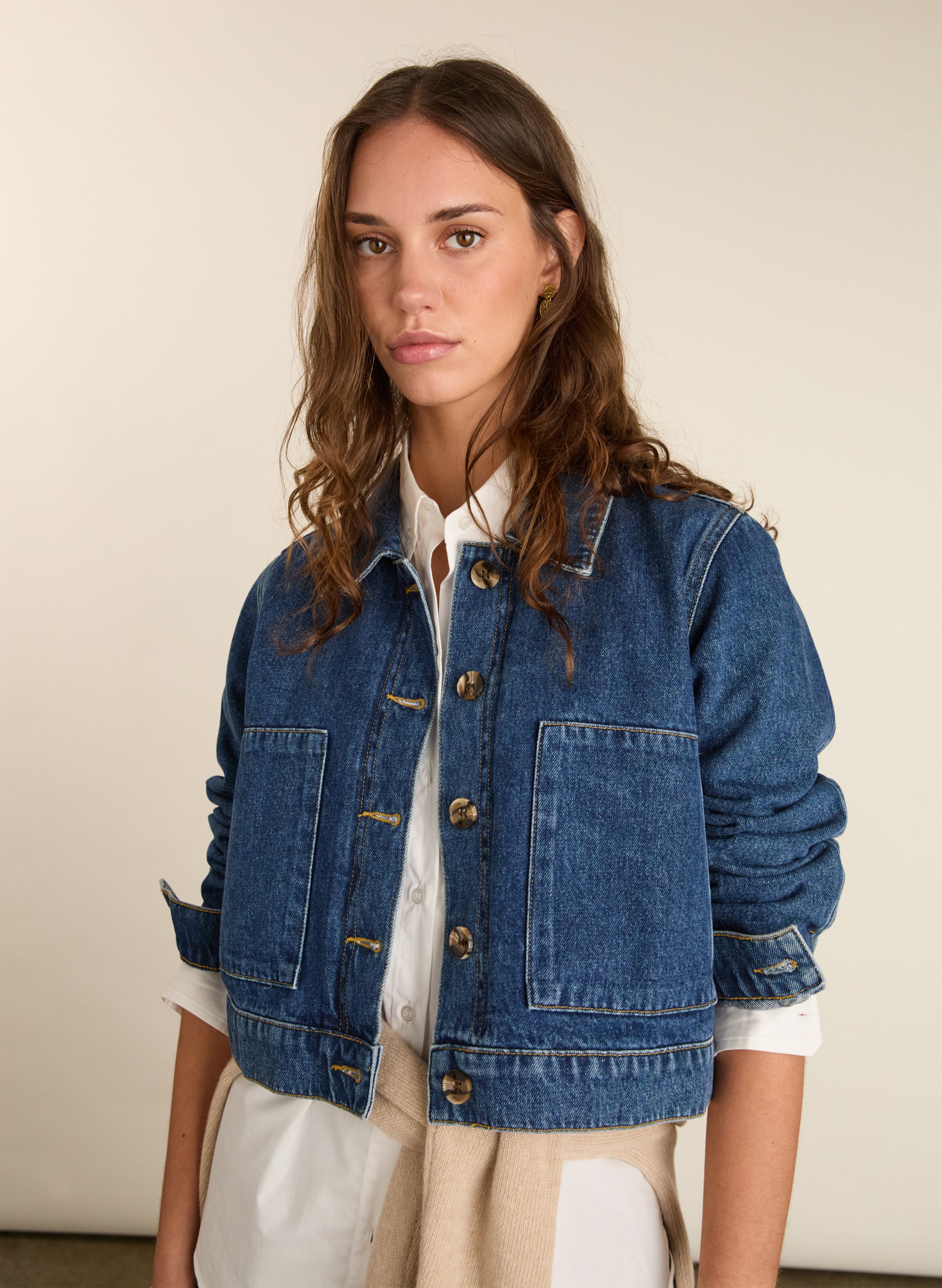 Kristi Organic Cotton Cropped Denim Jacket