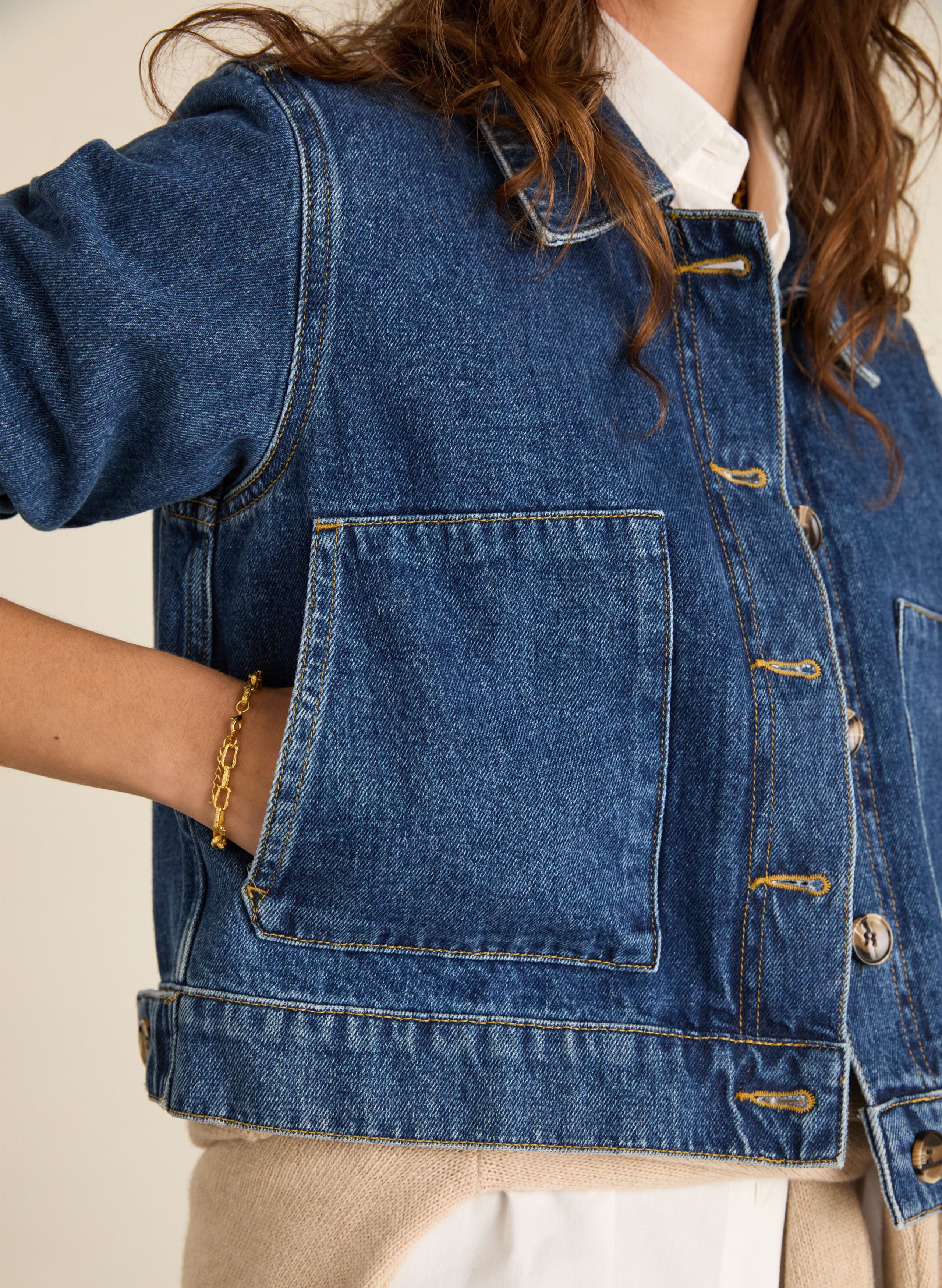 Kristi Organic Cotton Cropped Denim Jacket