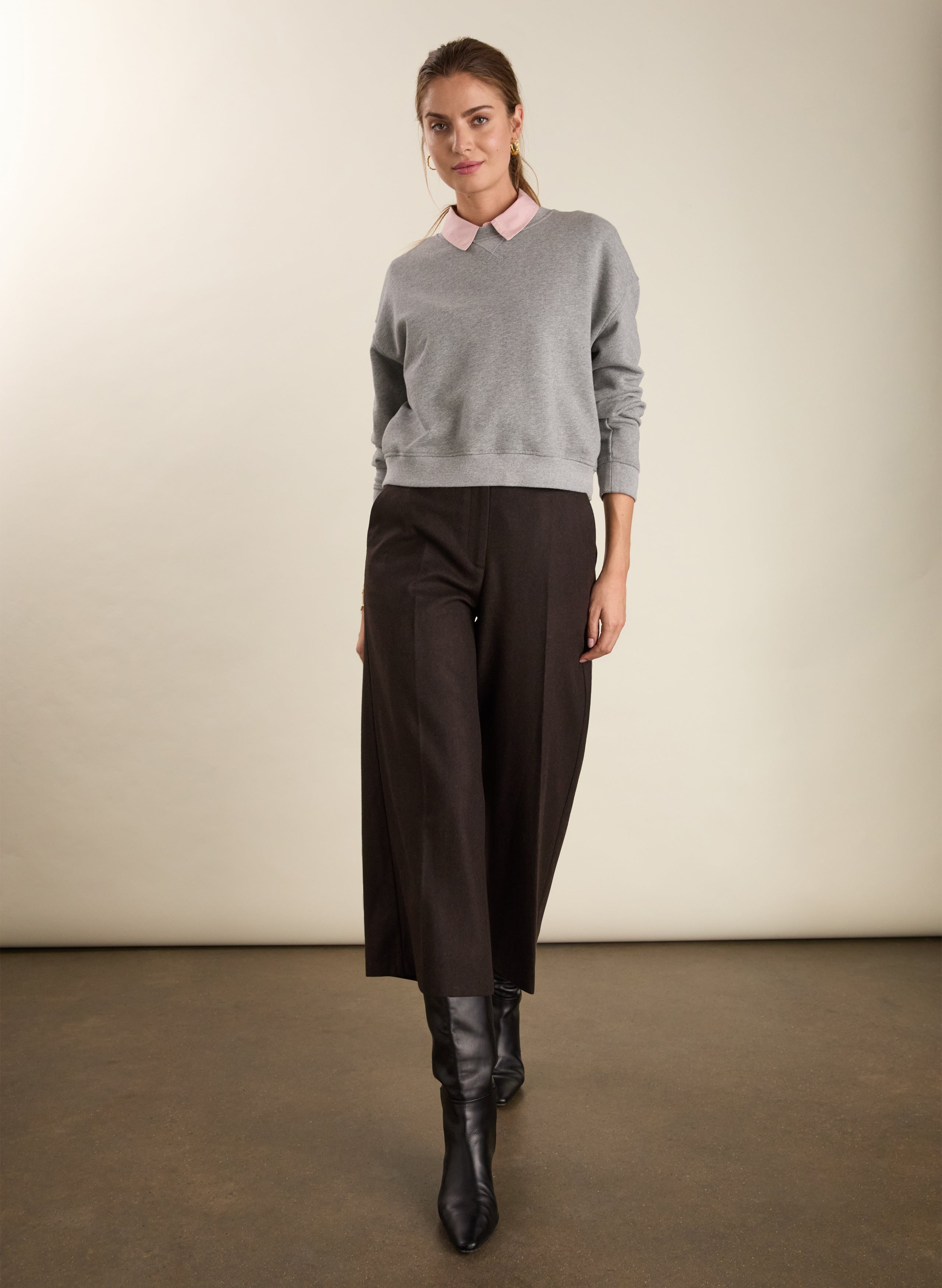 Gilma Wool Blend Wide Crop Trousers