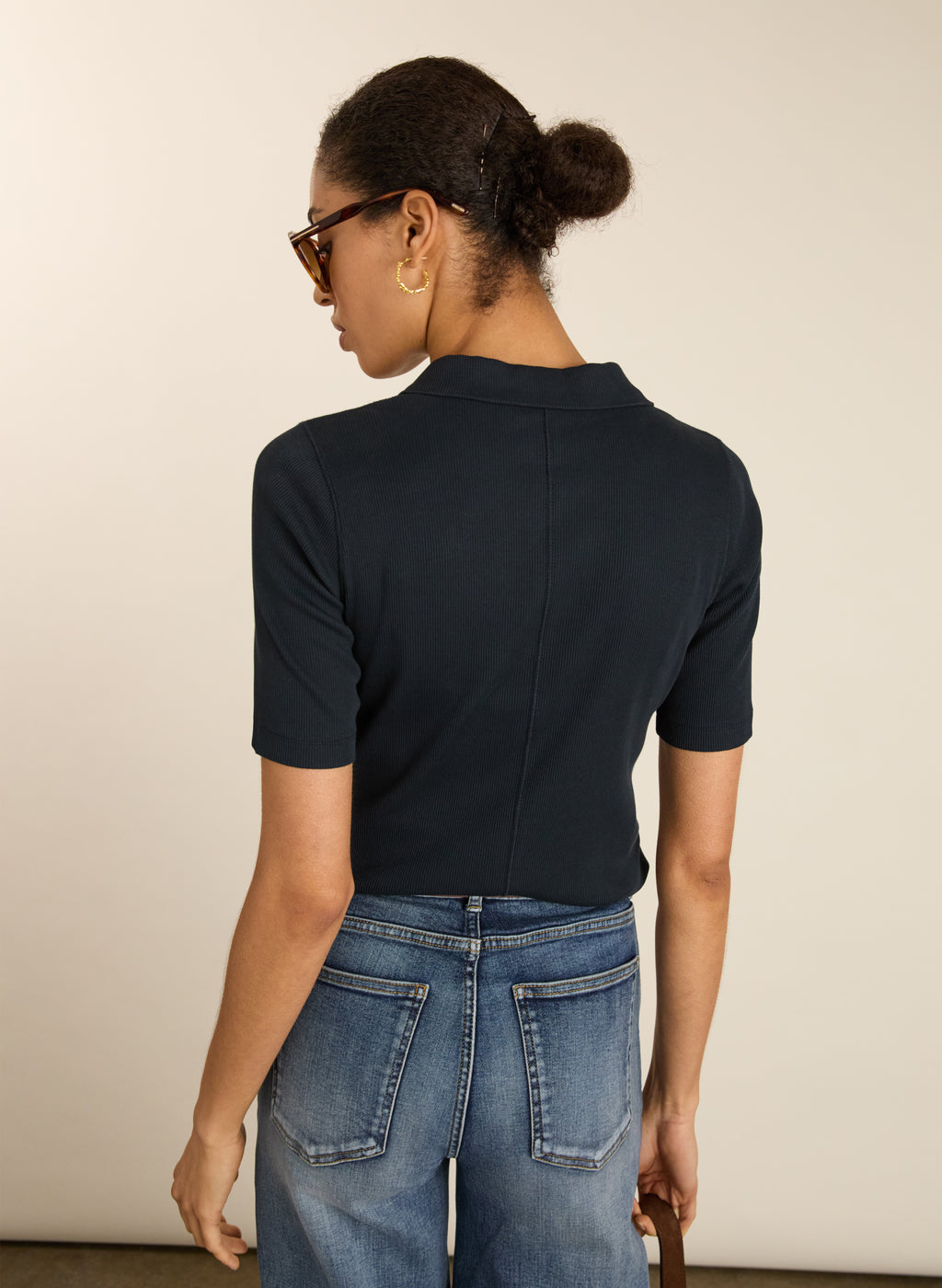 Ivy Organic Rib Zip Collar Top