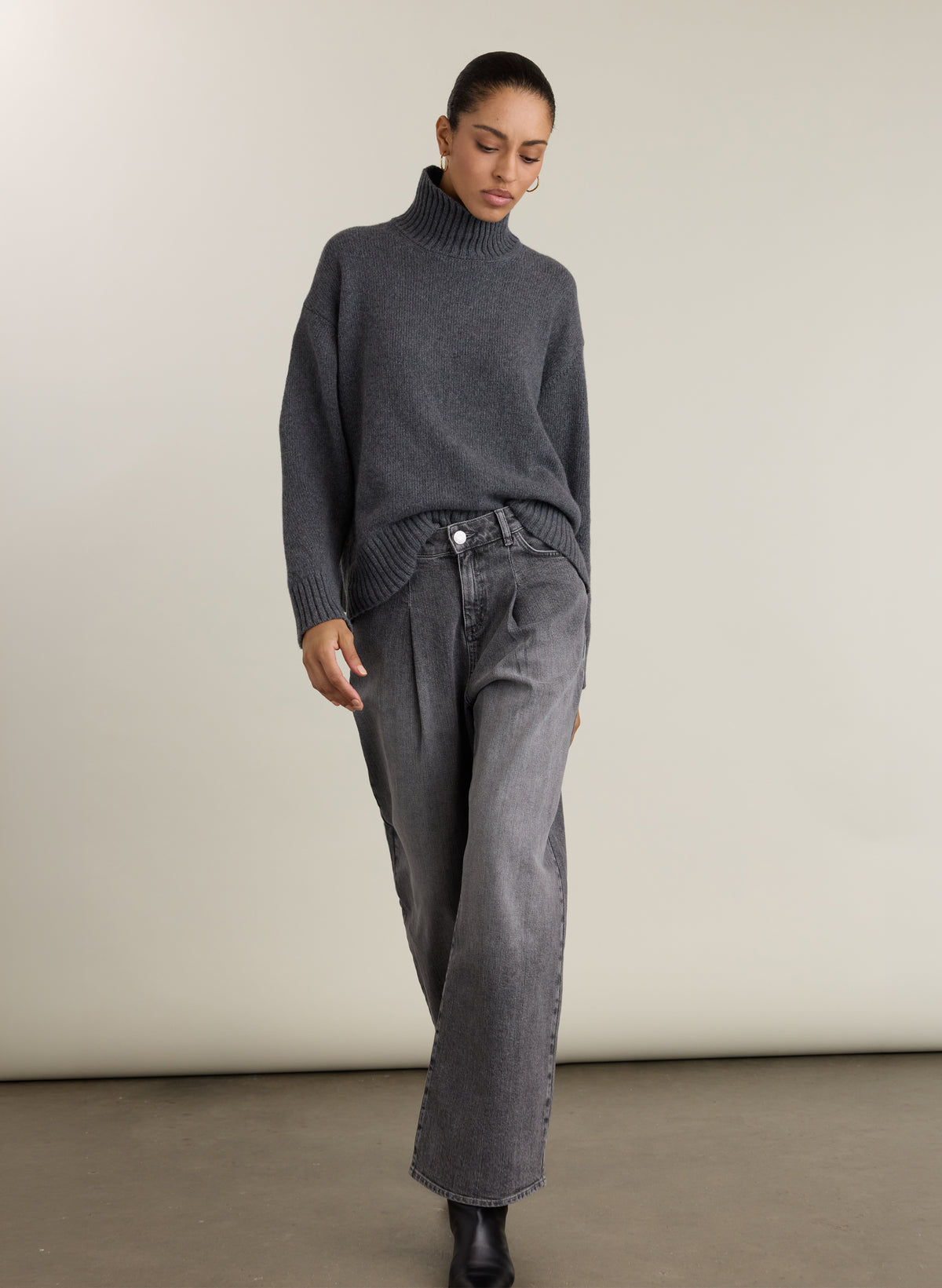 Maria Wide Leg High Waisted Pleated Front Jeans