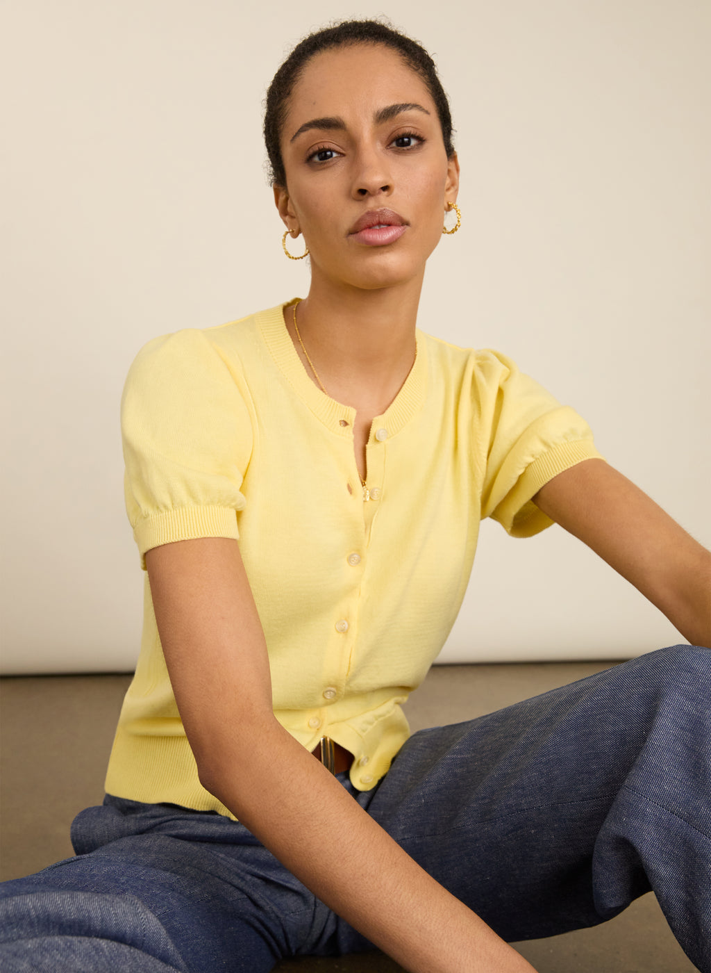 Sasha Organic Cotton Short Sleeve Cardigan