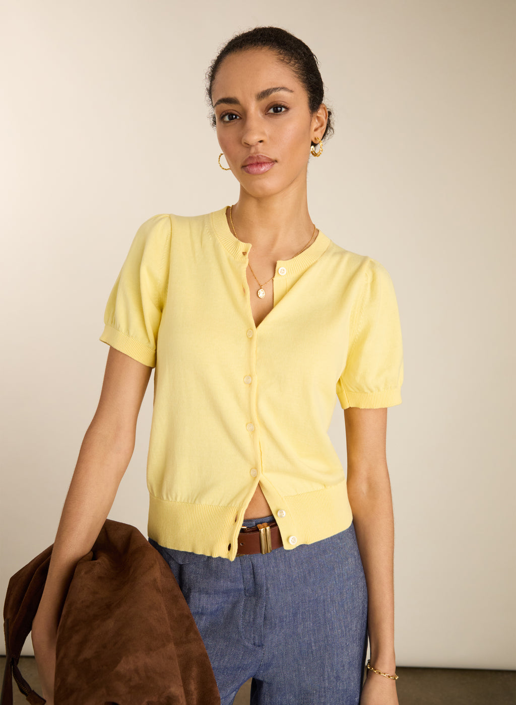 Sasha Organic Cotton Short Sleeve Cardigan