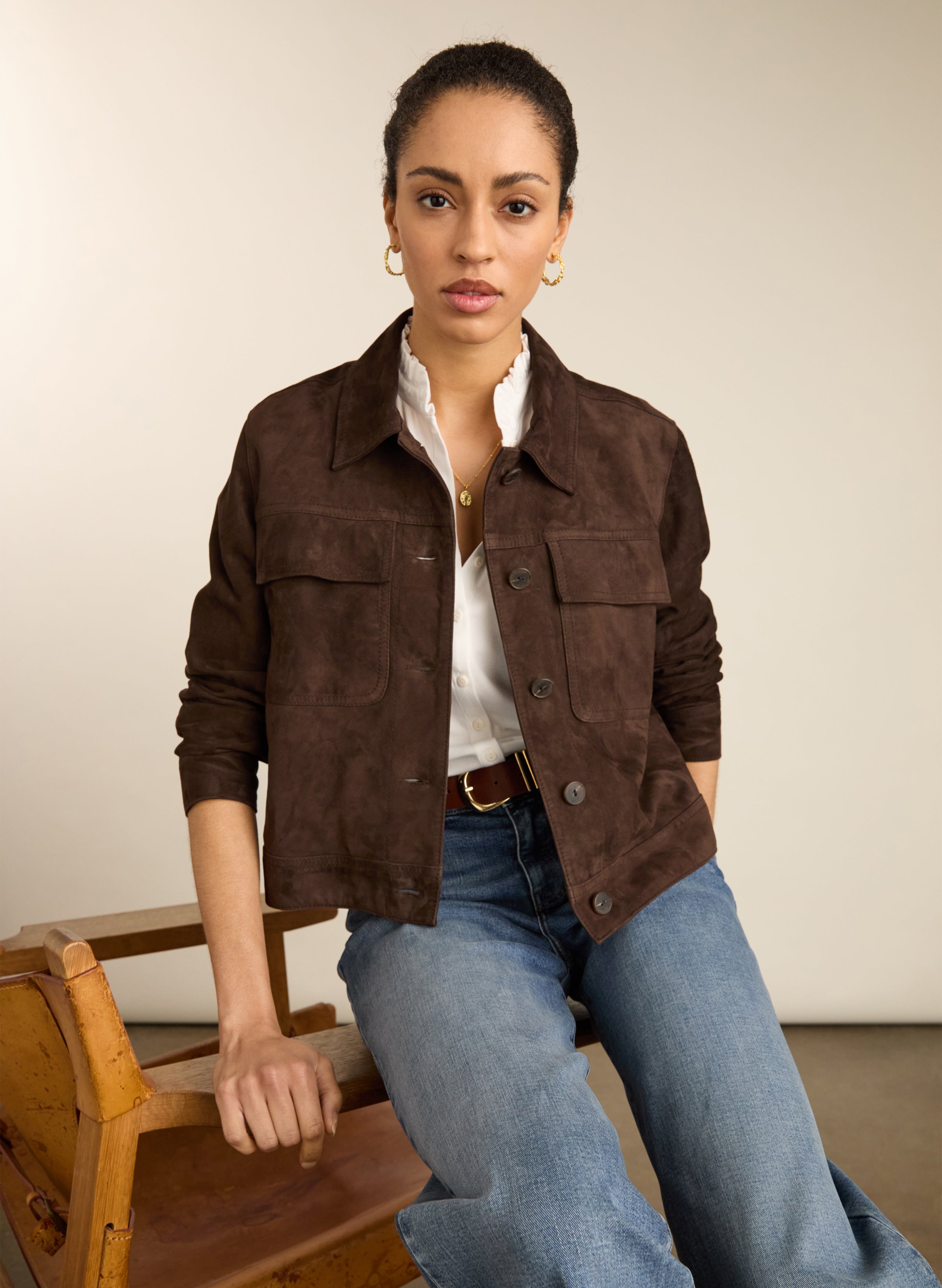 Nellie Suede Trucker Jacket
