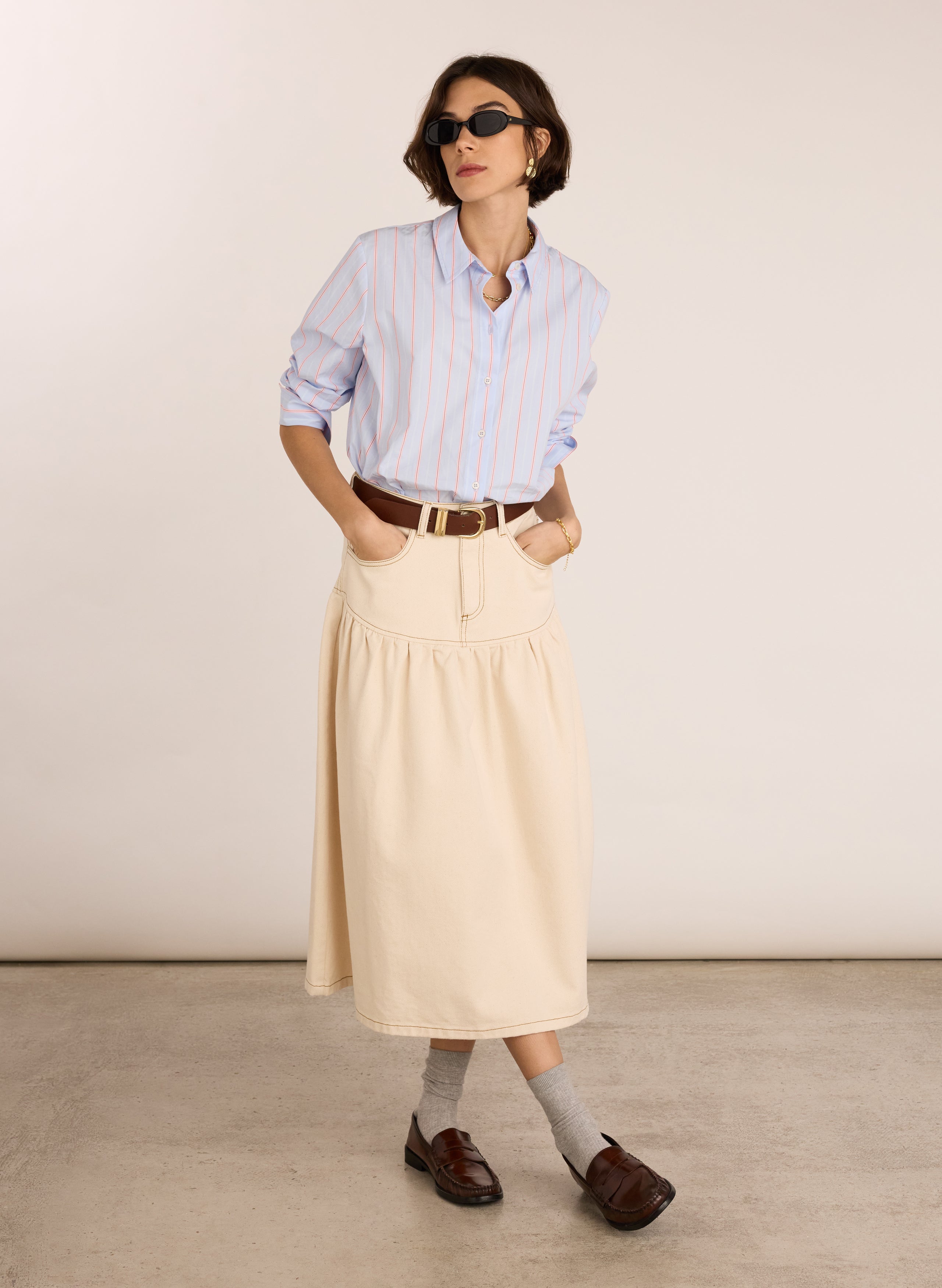 Georgia Organic Denim Midi Skirt