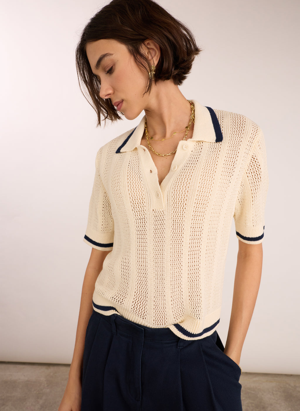 Janice Organic Cotton Knitted Polo Top