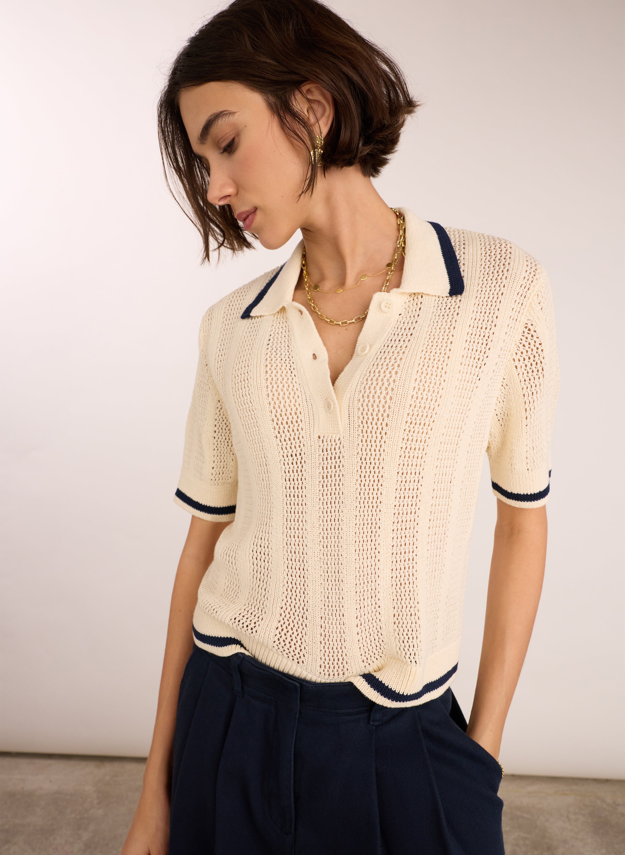 Janice Organic Cotton Knitted Polo Top