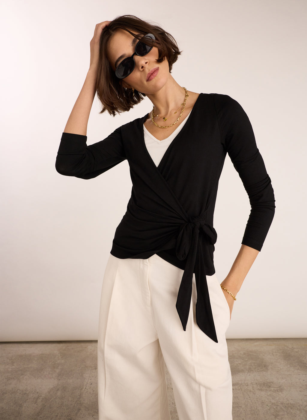 Gabrielle Double Layer Wrap Top