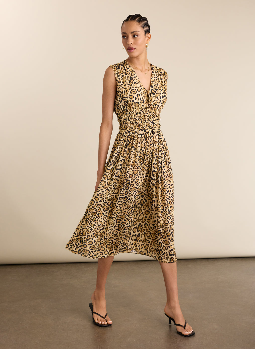 Kyrah Printed Waisted Midi Dress