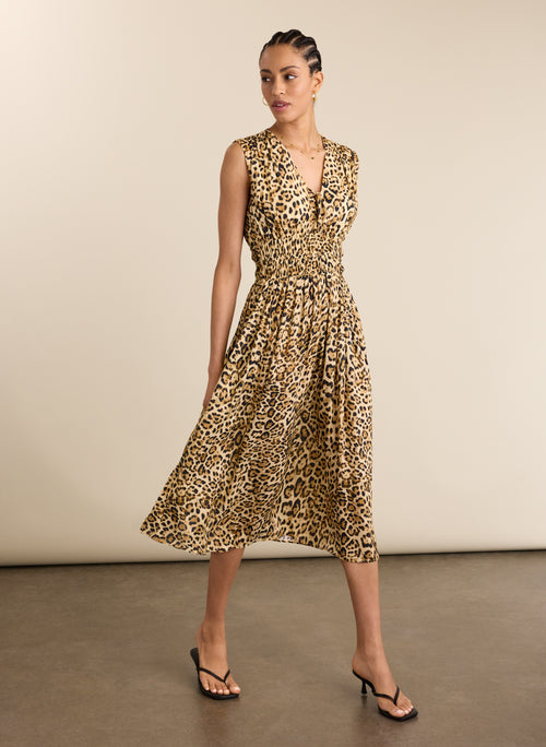 Kyrah Printed Waisted Midi Dress