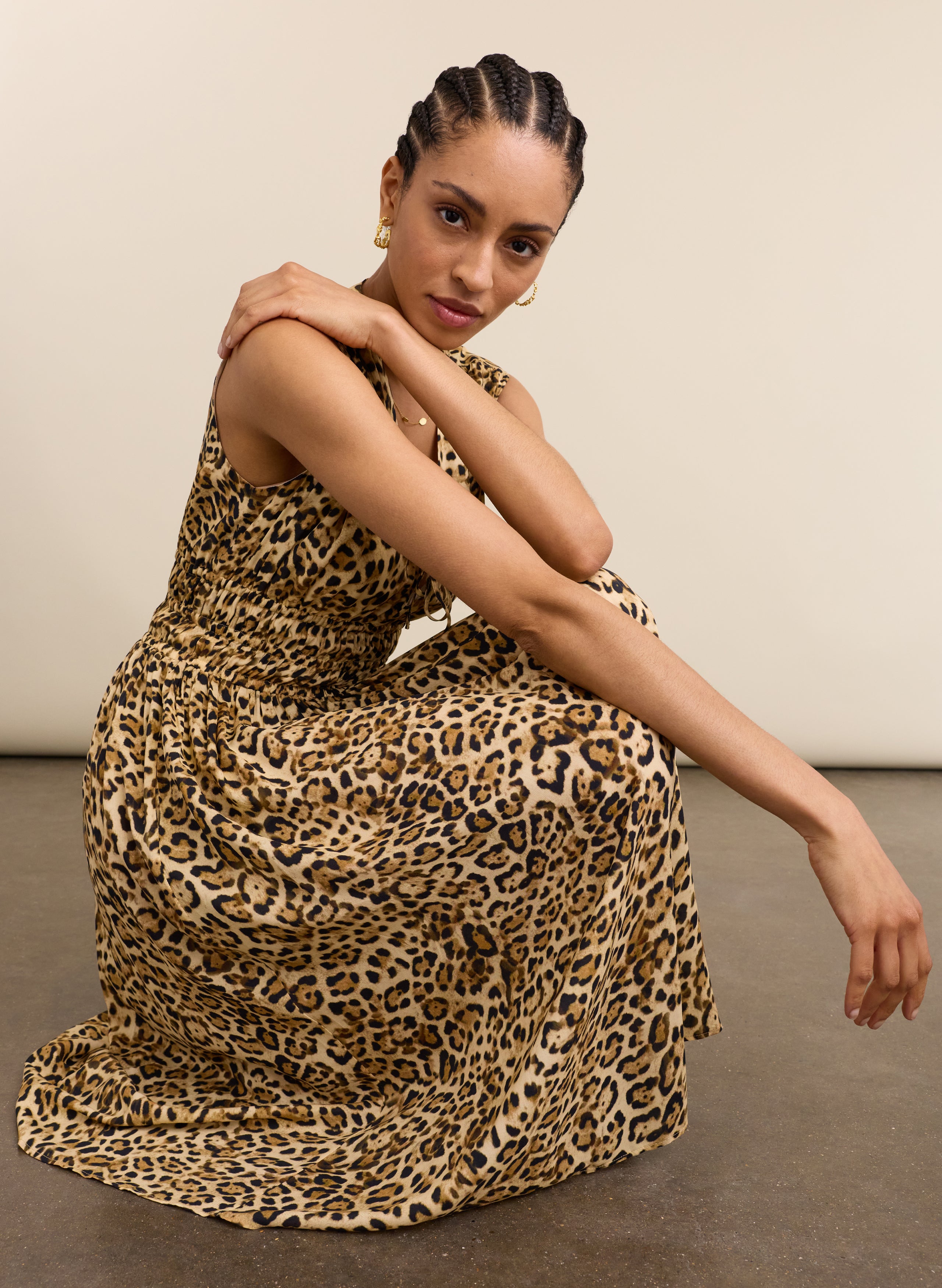 Kyrah Printed Waisted Midi Dress