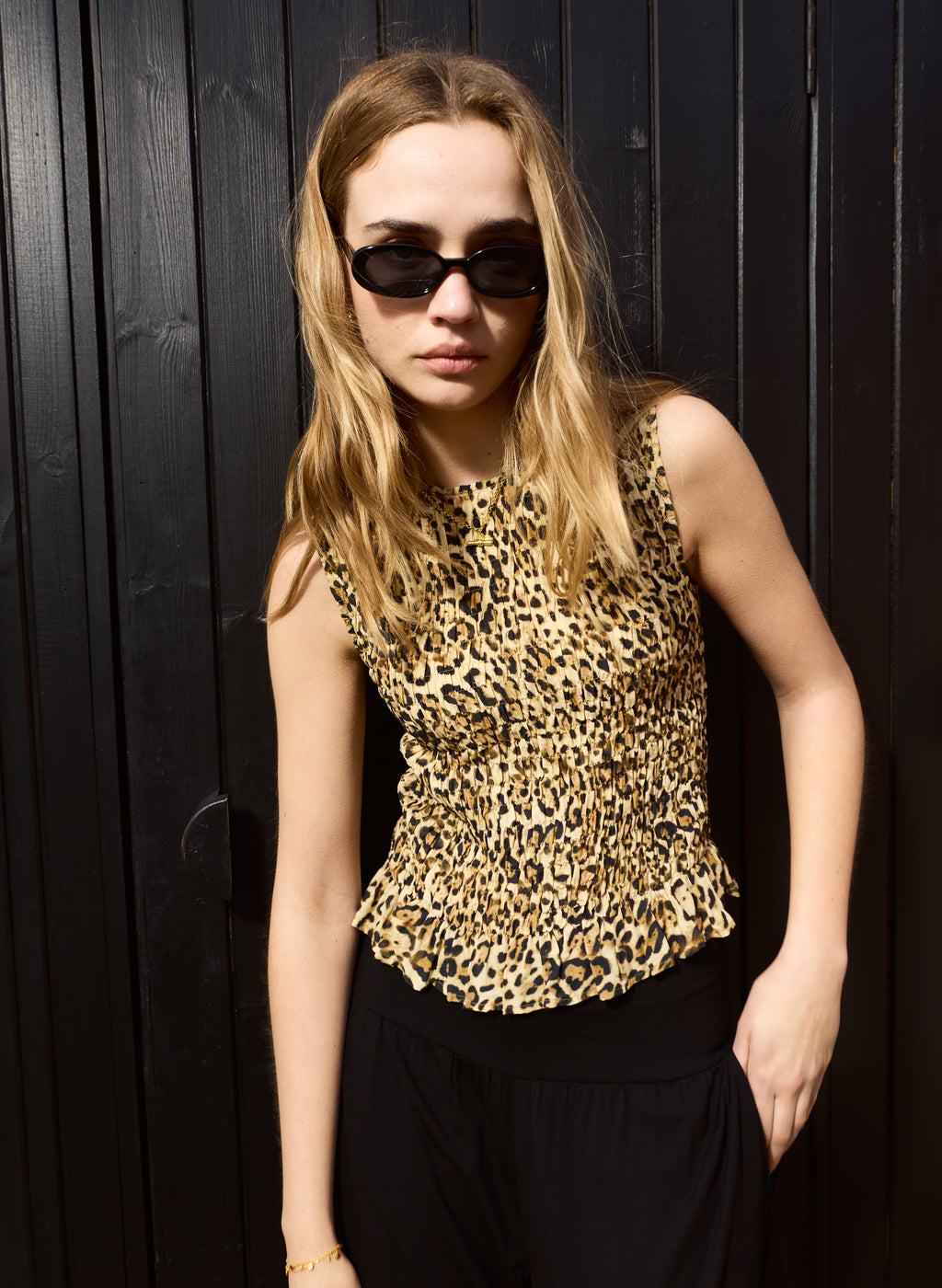 Maggie Printed Sleeveless Smocked Top