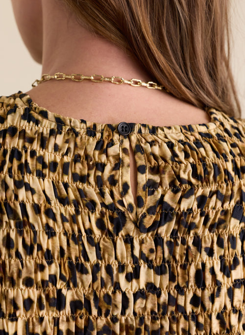 Maggie Printed Sleeveless Smocked Top