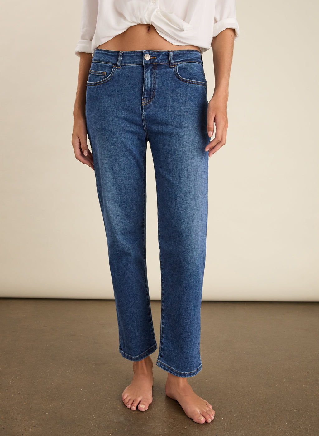 Petite Eda Organic Cotton Stretch Boyfriend Jeans