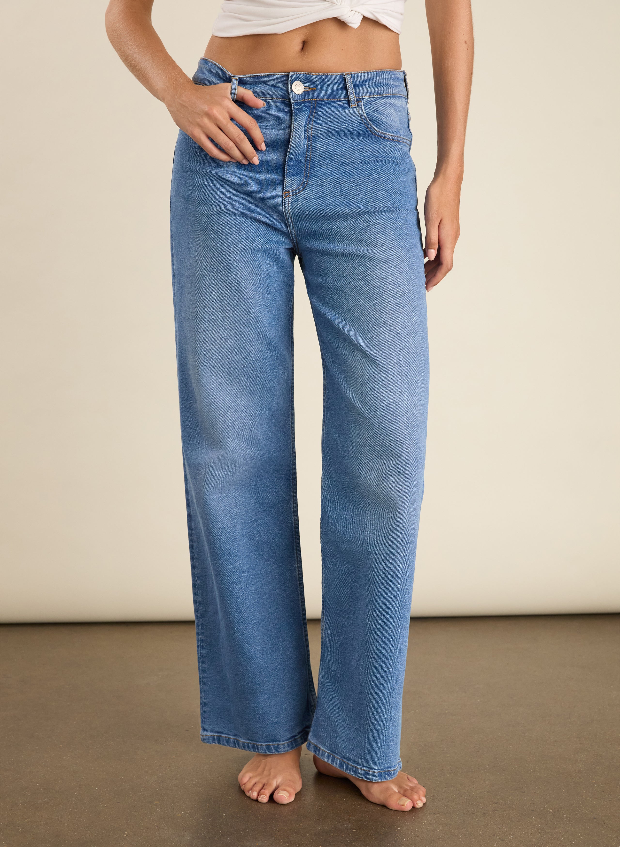 Organic Stretch Cotton Wide Leg Slouch Jeans