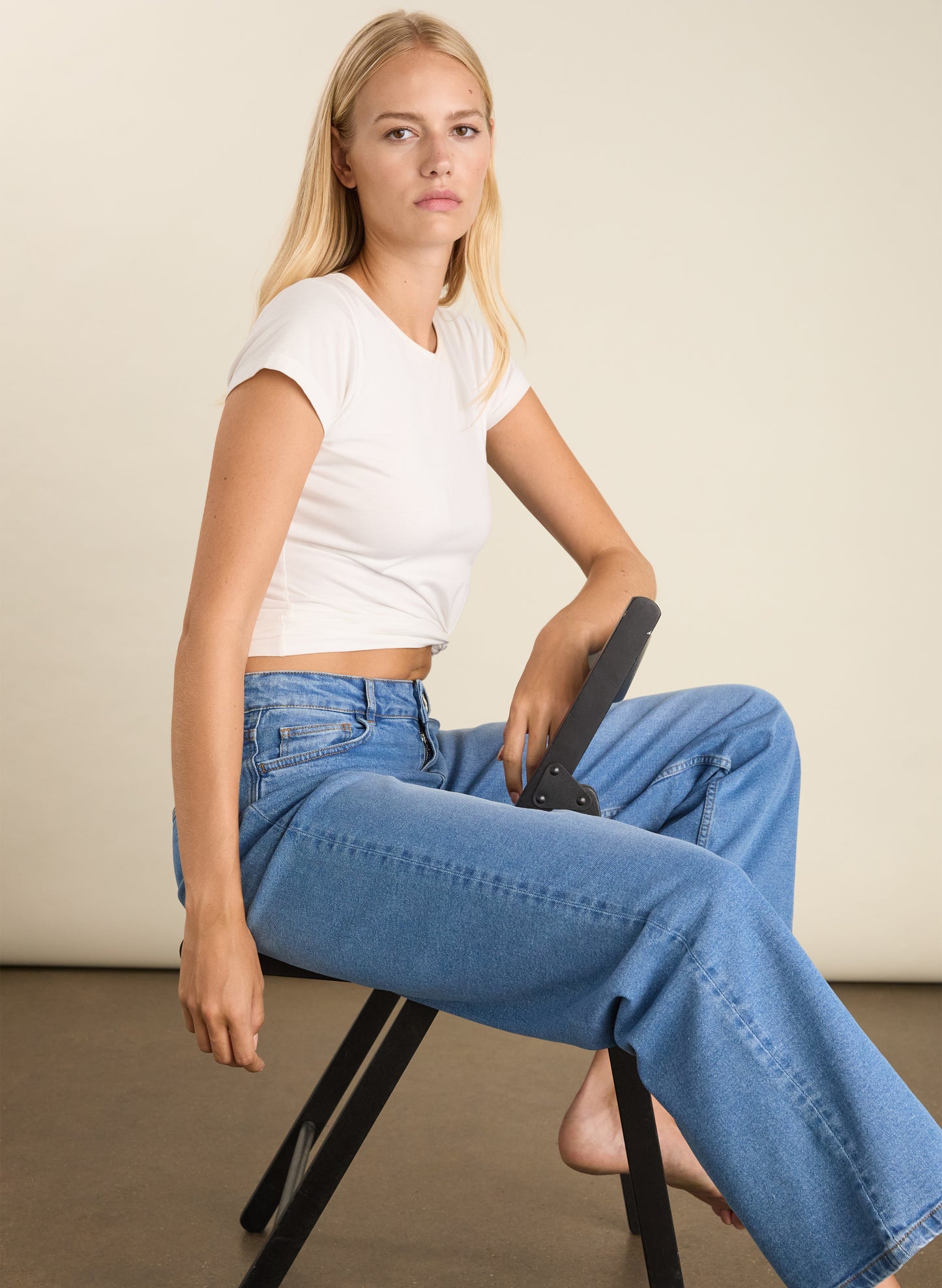 Organic Stretch Cotton Wide Leg Slouch Jeans