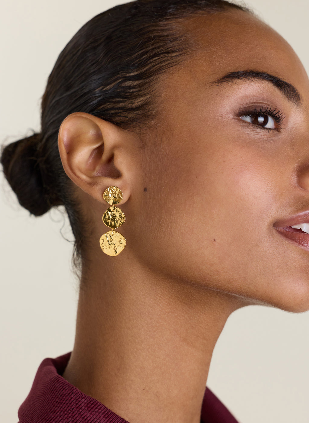 Arie Hammered Coin Drop Earrings