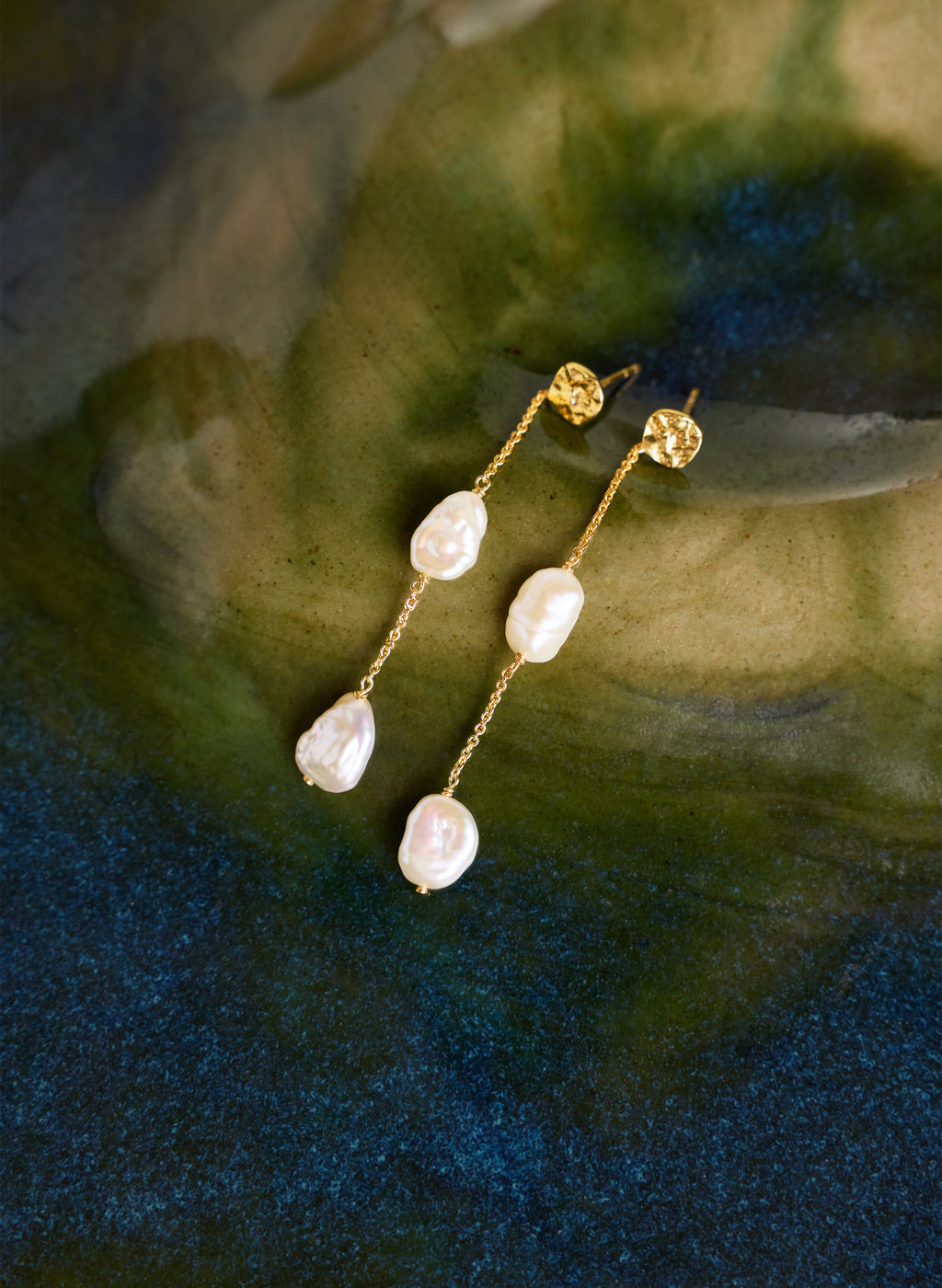 Emma Keshi Pearl Chain Drop Earrings