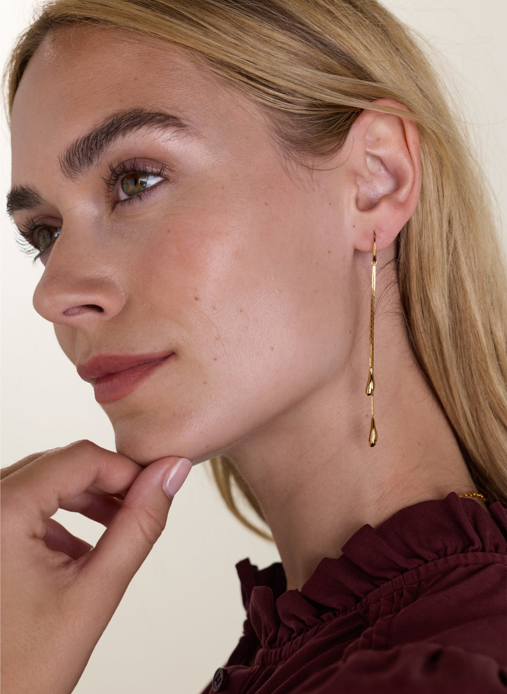 Rose Tear Drop Chain Earrings