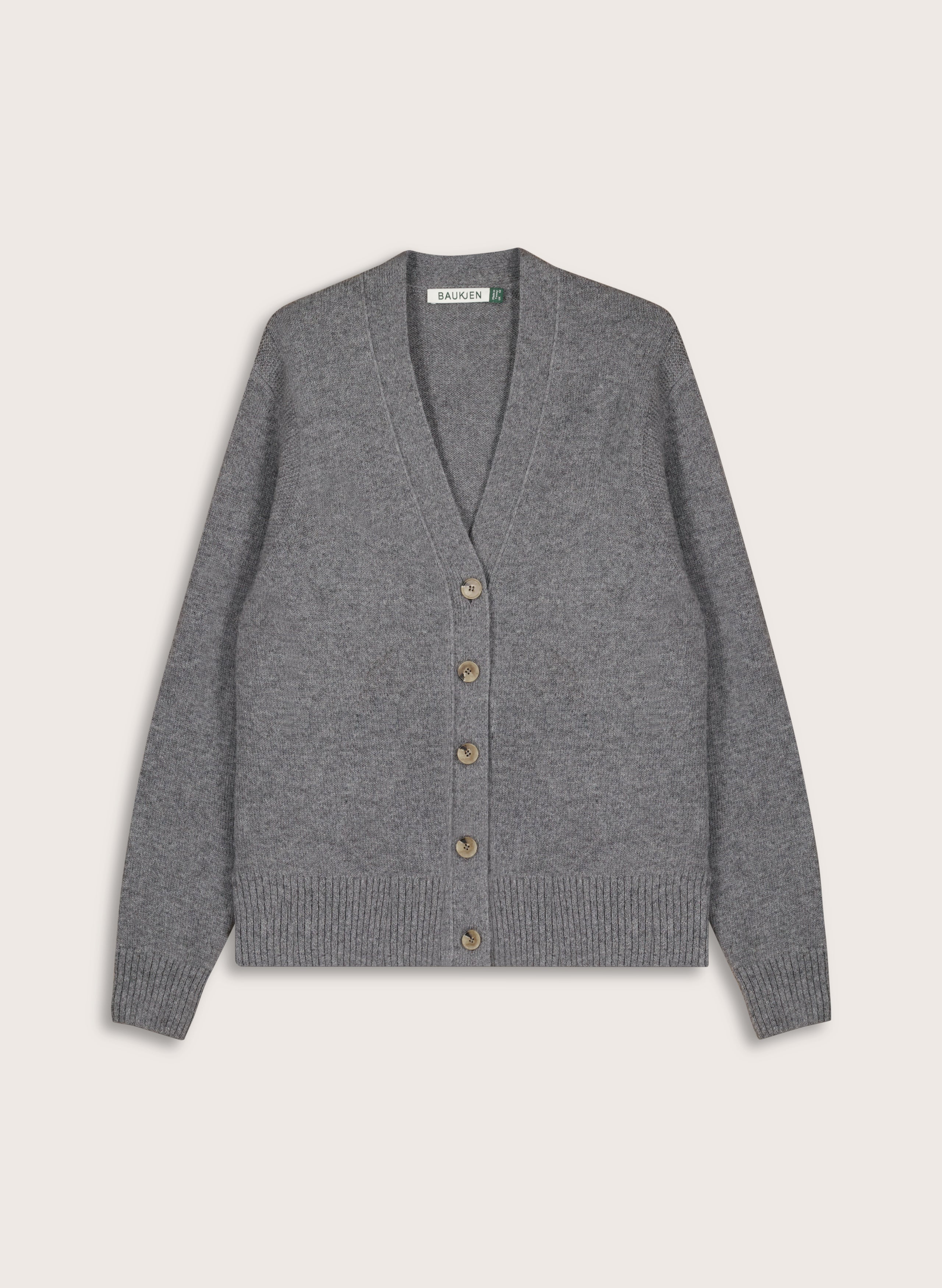 Celine V-neck Wool Blend Cardigan - Grey Marl | Baukjen