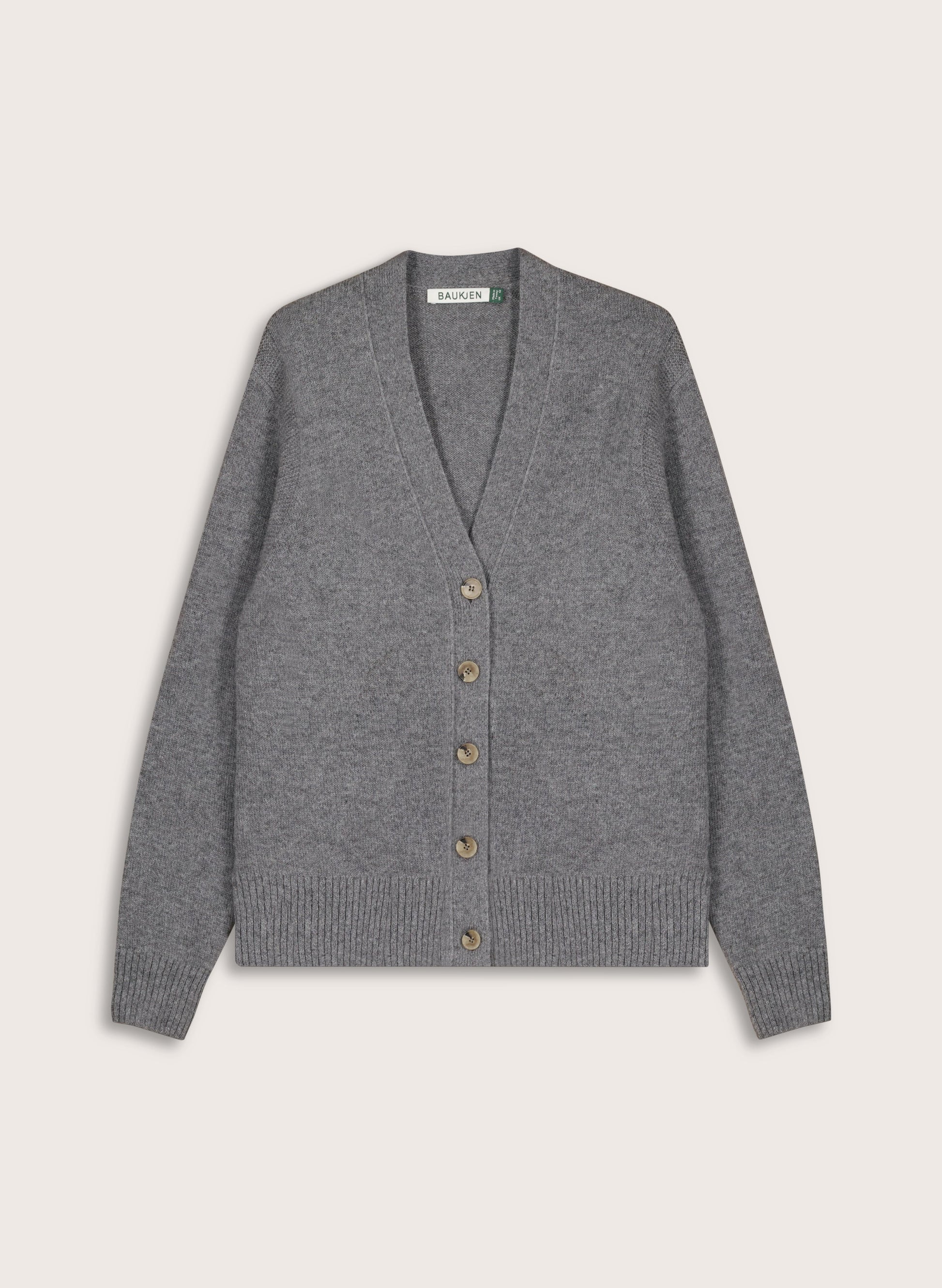 Celine V-neck Wool Blend Cardigan Grey Marl Baukjen