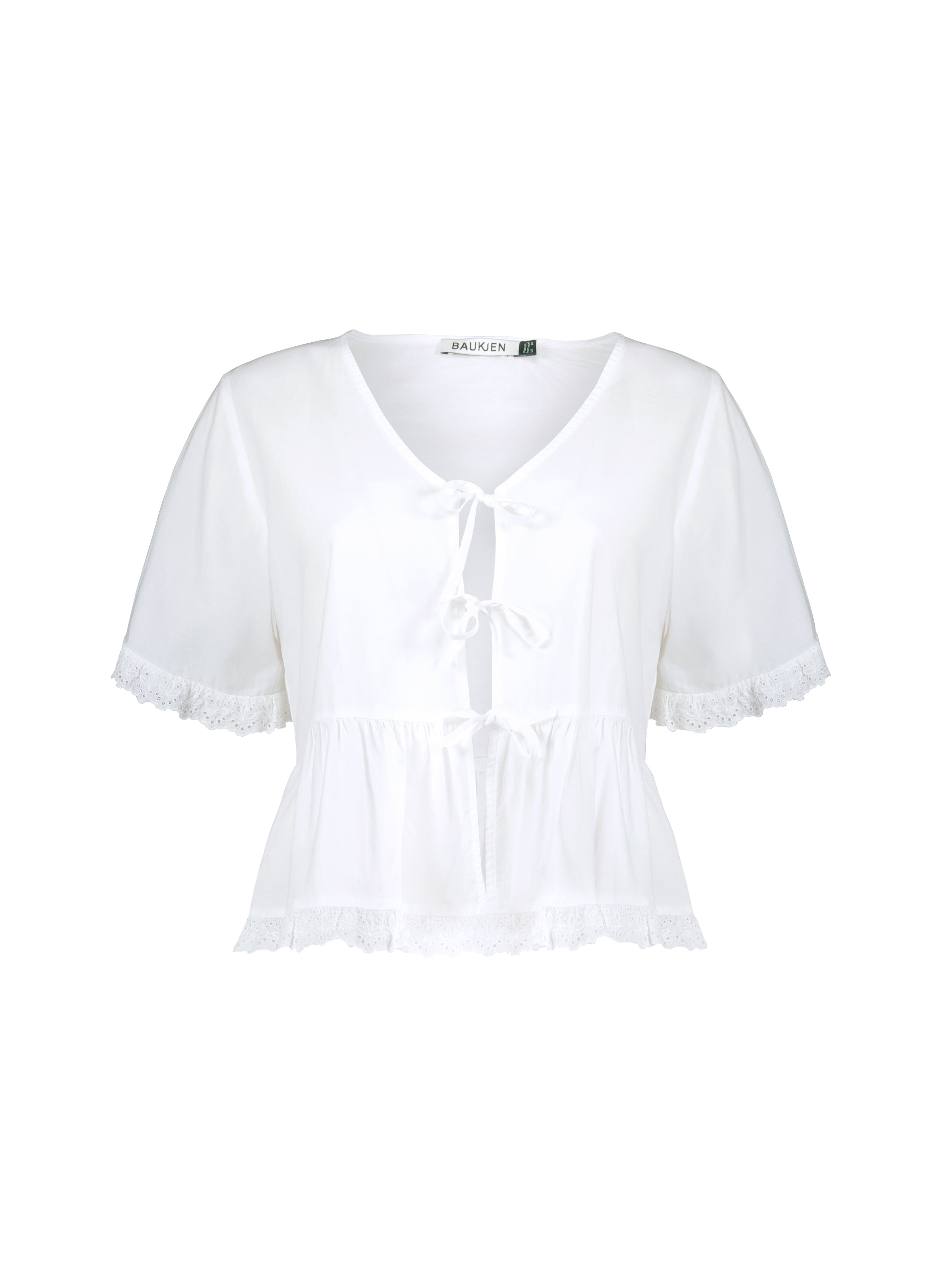 Emma Organic Cotton Broderie Detail Pyjama Top