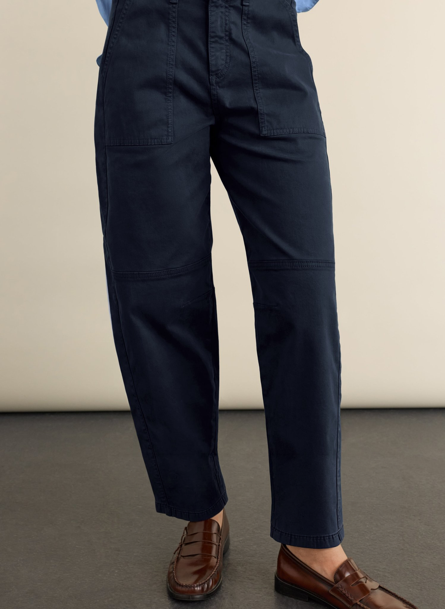 Amelia Organic Cotton Barrel Leg Cargo Trousers