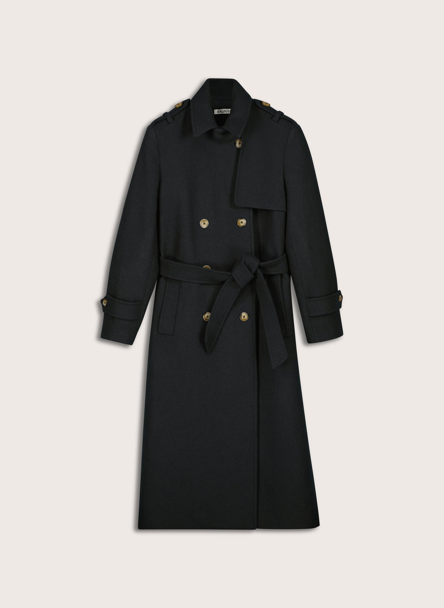 Ingrid Belted Wool Trench Coat