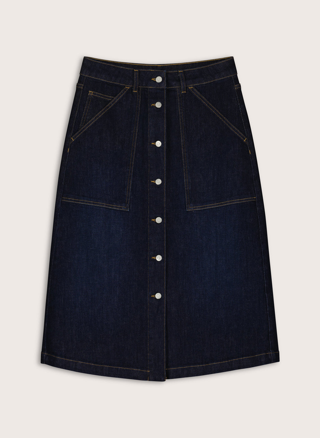 Bobbie Organic Cotton Stretch Denim Midi Skirt