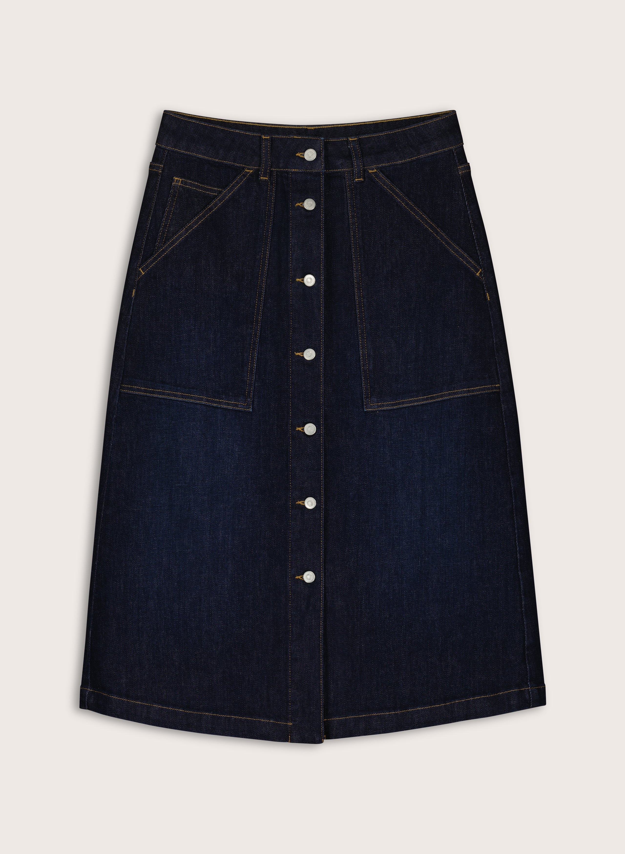 Bobbie Organic Cotton Stretch Denim Midi Skirt