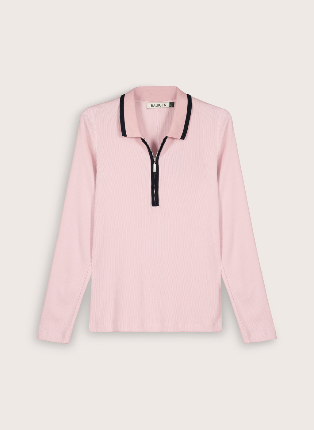 Joely Organic Cotton Rib Zip Collar Top